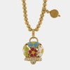 Collana in Metallo  con campana a fiori multicolor e perla