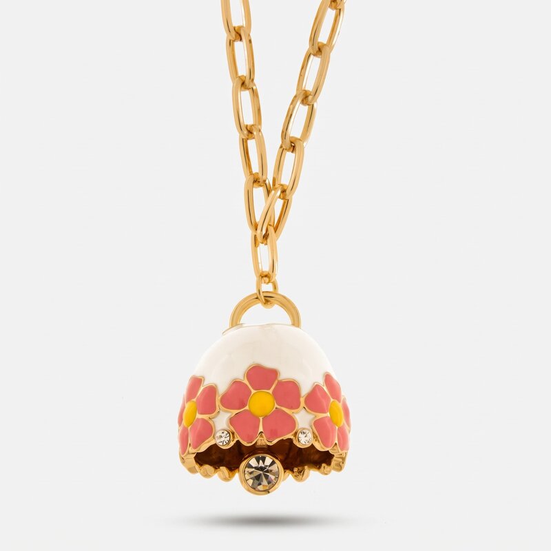 Collana in Metallo con campanella bianca e  fiori - BYSIMON gioielli