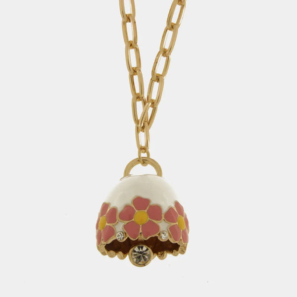Collana in Metallo con campanella bianca e  fiori - BYSIMON gioielli