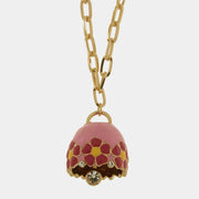 Collana in Metallo con campanella rosa e  fiori