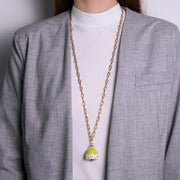 Collana in Metallo con campanella verde e  fiori