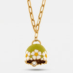 Collana in Metallo con campanella verde e  fiori - BYSIMON gioielli