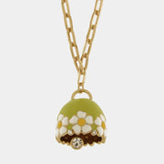 Collana in Metallo con campanella verde e  fiori