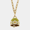 Collana in Metallo con campanella verde e  fiori