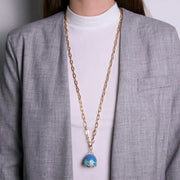 Collana in Metallo con campanella blu e  fiori