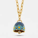 Collana in Metallo con campanella blu e  fiori - BYSIMON gioielli