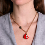 Collana in Metallo con cuore rosso e nodo