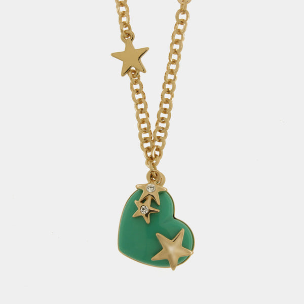 Collana in Metallo con cuore verde e stelle - BYSIMON gioielli