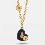 Collana in Metallo con cuore  e fiori - BYSIMON gioielli