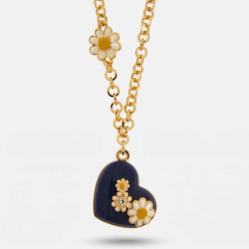 Collana in Metallo con cuore  e fiori - BYSIMON gioielli