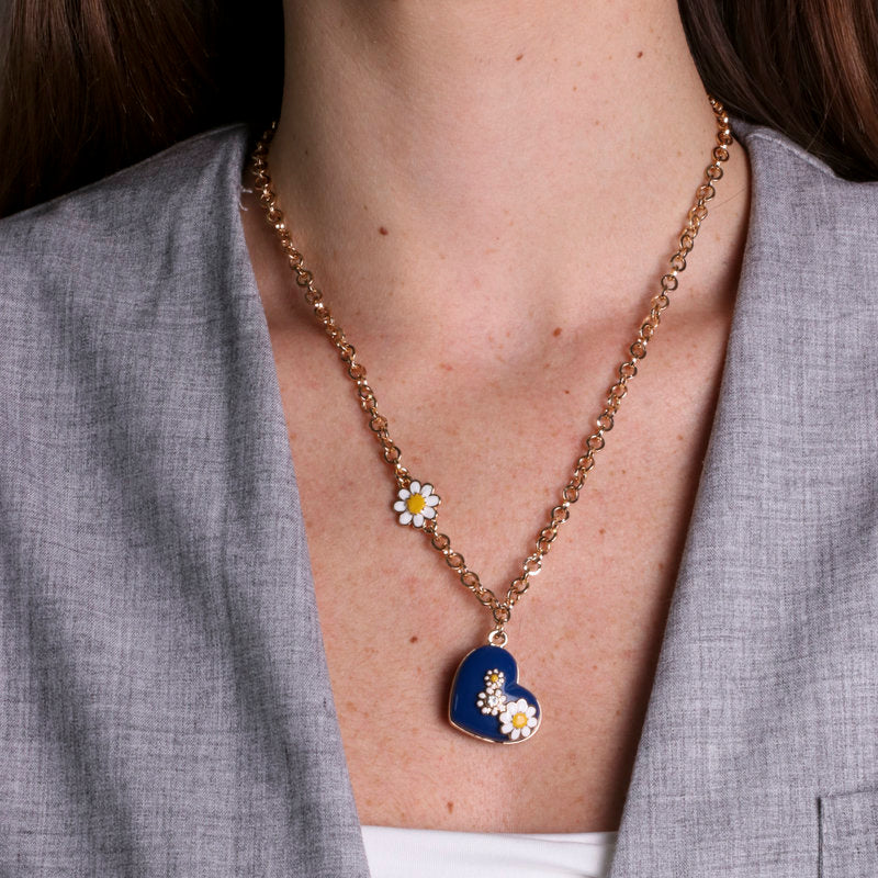 Collana in Metallo con cuore  e fiori - BYSIMON gioielli