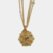 Collana in Metallo multifilo con pendenti tondi e zirconi multicolor