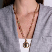 Collana in Metallo multifilo con pendenti tondi e zirconi multicolor