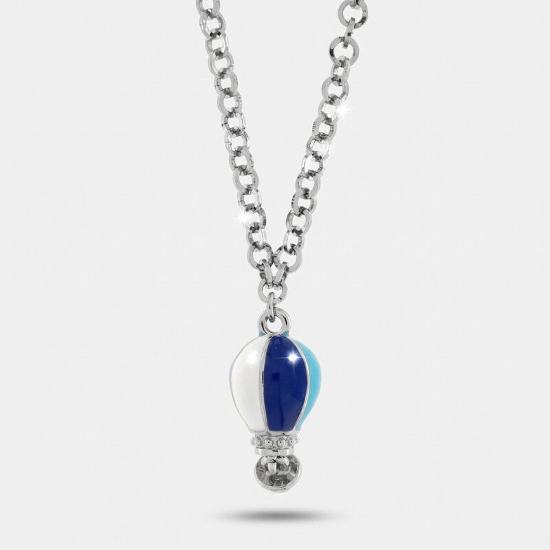 Collana in Metallo con mongolfiera blu e azzurra - BYSIMON gioielli