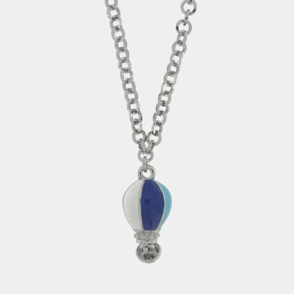 Collana in Metallo con mongolfiera blu e azzurra - BYSIMON gioielli