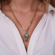 Collana in Metallo con mongolfiera placcata oro verde blu e azzurro