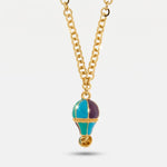 Collana in Metallo con mongolfiera placcata oro verde blu e azzurro - BYSIMON gioielli