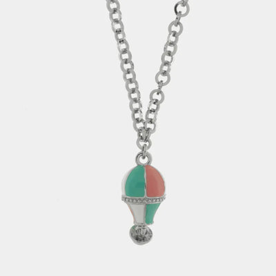 Collana in Metallo con mongolfieraverde e rosa