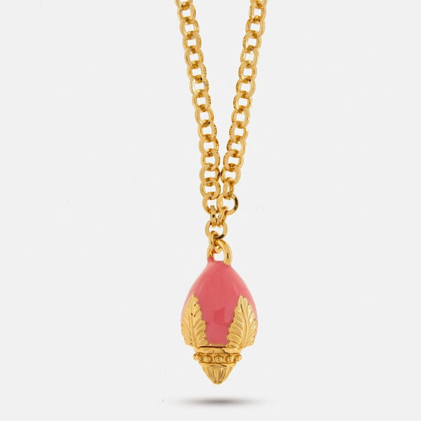 Collana in Metallo con pumo rosa placcata oro BYS - gioiello BySimon
