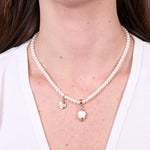 Collana in Metallo campanella bianca e perle - BYSIMON gioielli
