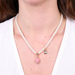Collana in Metallo campanella rosa e perle - BYSIMON gioielli