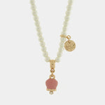 Collana in Metallo campanella rosa e perle - BYSIMON gioielli