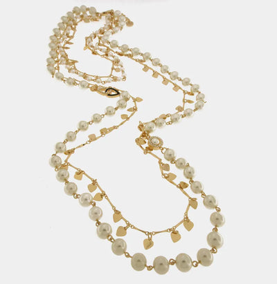 Collana in Metallo doppio filo con perle - BYSIMON gioielli