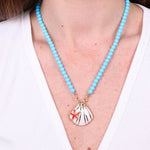 Collana in Metallo sfere turchesi con conchiglia bianca BYS - gioiello BySimon