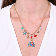 Collana in Metallo con granchio, stelle marine, pesciolino e conchiglie
