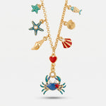 Collana con granchio stelle marine e conchiglie | gioielli con conchiglie estate | BYSIMON