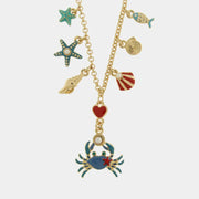 Collana in Metallo con granchio, stelle marine, pesciolino e conchiglie