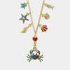 Collana in Metallo con granchio, stelle marine, pesciolino e conchiglie