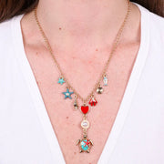 Collana in Metallo con tartaruga, stelle marine, pesciolino e conchiglie