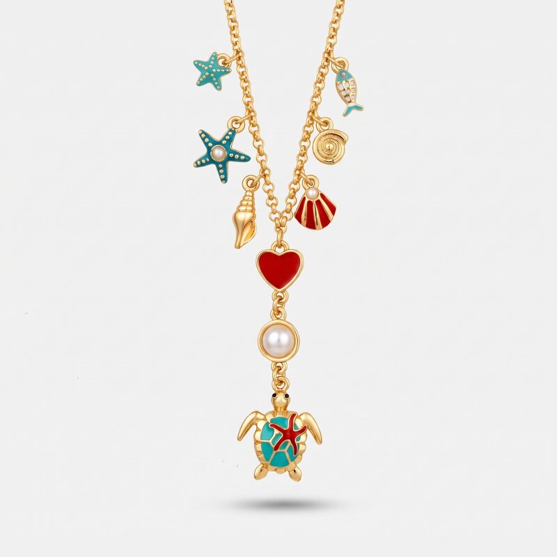 Collana con tartaruga stelle marine e conchiglie | collana conchiglia | BYSIMON