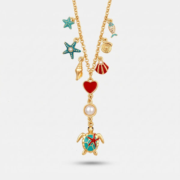 Collana con tartaruga stelle marine e conchiglie | collana conchiglia | BYSIMON