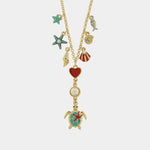 Collana in Metallo con tartaruga, stelle marine, pesciolino e conchiglie BYS - gioiello BySimon