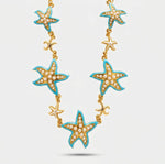 Collana in Metallo con stelle marine turchesi e bianche - BYSIMON gioielli