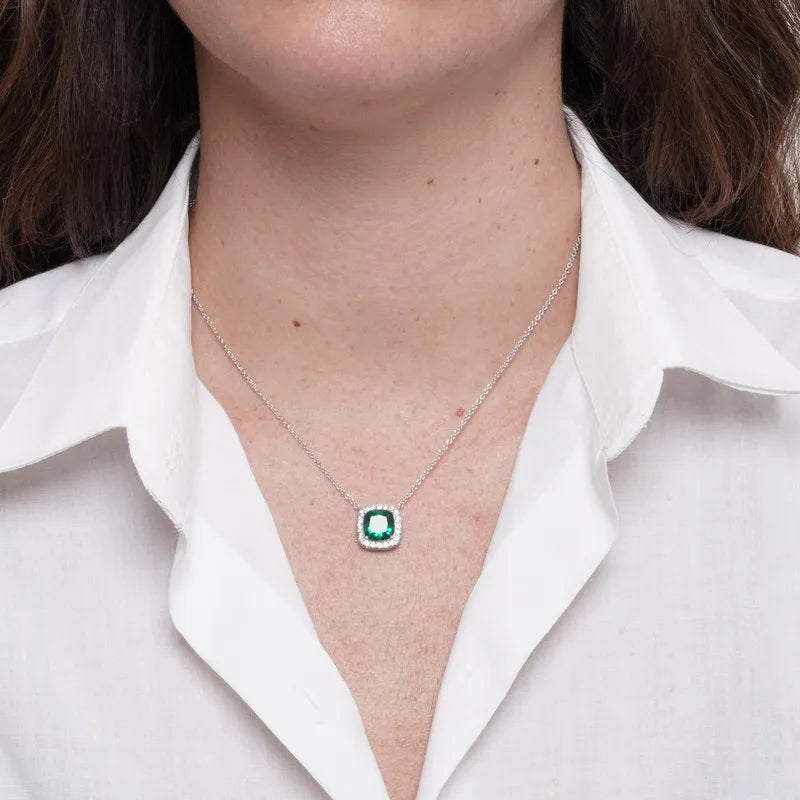 Collana in Metallo quadrato verde