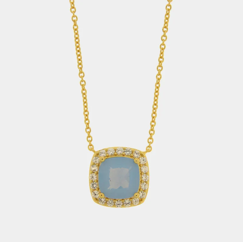 Collana in Metallo quadrato azzurro
