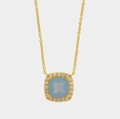 Collana in Metallo quadrato azzurro