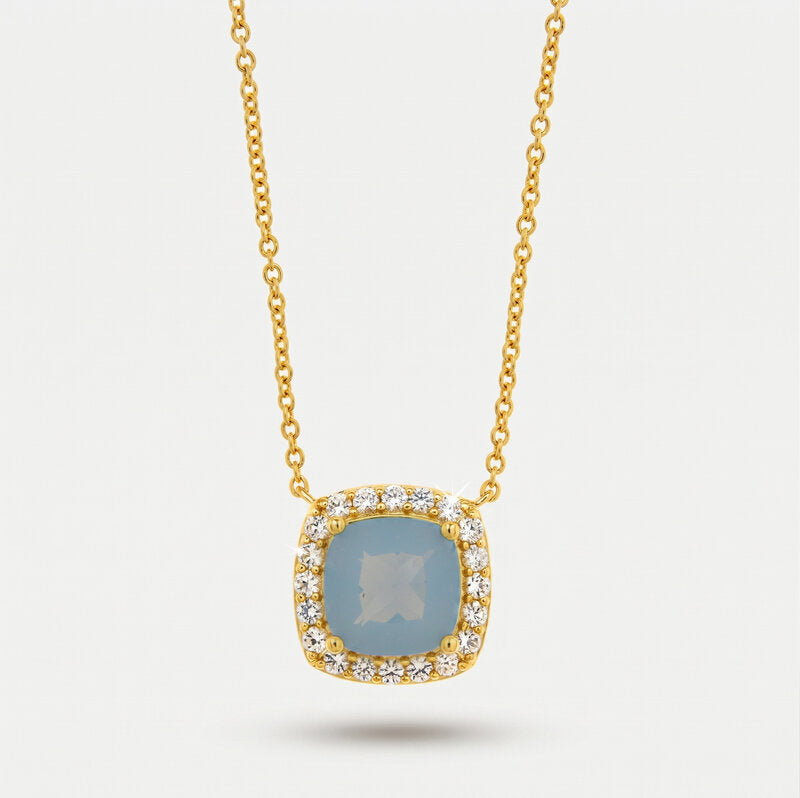 Collana in Metallo quadrato azzurro - BYSIMON gioielli