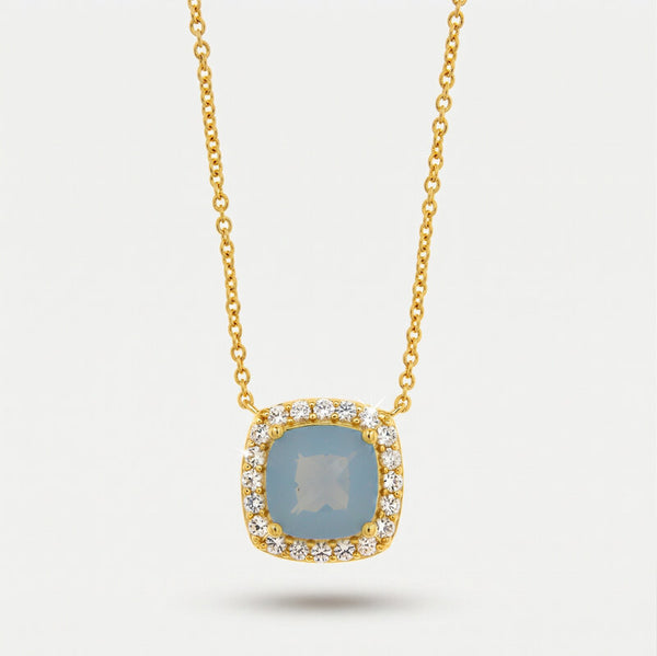 Collana in Metallo quadrato azzurro - BYSIMON gioielli