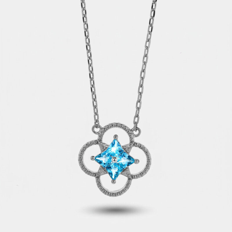 Collana in Metallo fiore azzurro - BYSIMON gioielli