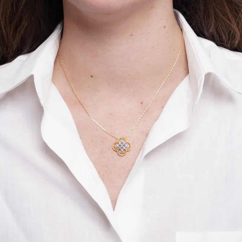 Collana in Metallo fiore blu