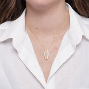 Collana in Metallo ovale alternato liscio e pavè