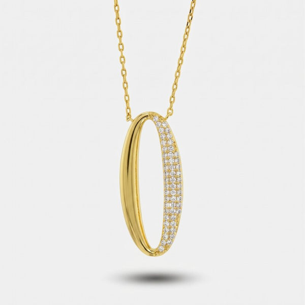 Collana in Metallo ovale alternato liscio e pavè - BYSIMON gioielli