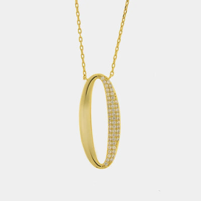 Collana in Metallo ovale alternato liscio e pavè