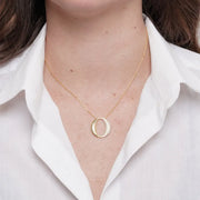 Collana in Metallo ovale alternato liscio e pavè