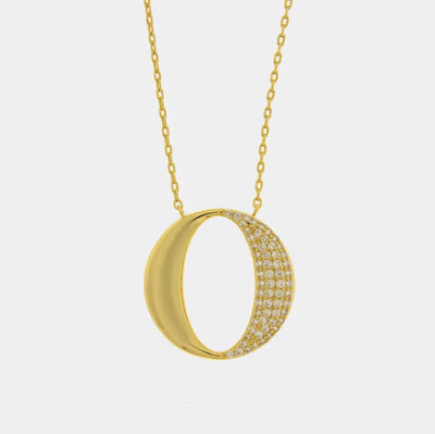 Necklace in alternating smooth and pavé oval metal