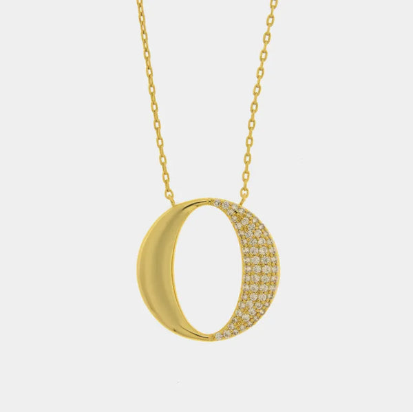 Collana in Metallo ovale alternato liscio e pavè - BYSIMON gioielli